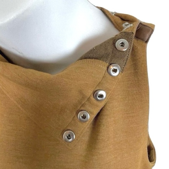 Ralph Lauren Sport Sleeveless Stretch Leather Snap Mock Neck Midi Dress Small - Picture 7 of 9